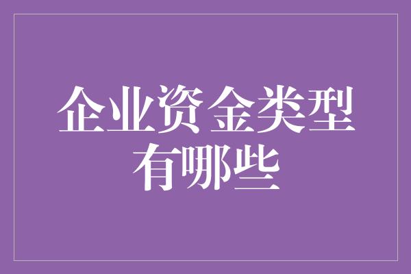 企业资金类型有哪些