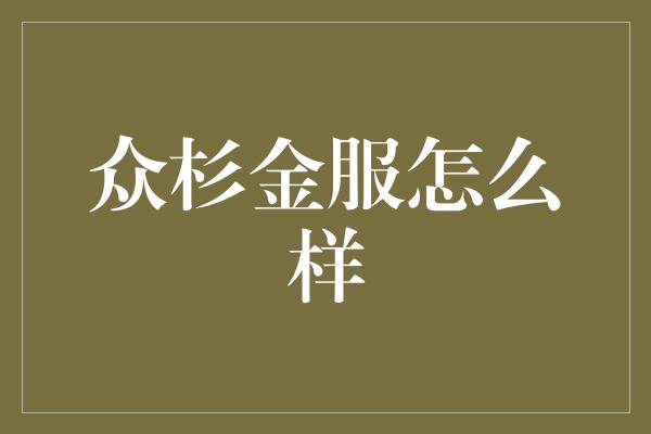 众杉金服怎么样