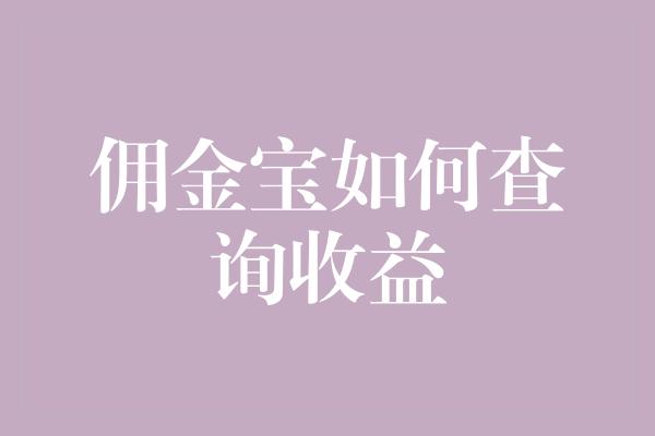 佣金宝如何查询收益