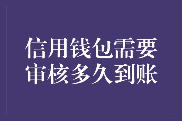 信用钱包需要审核多久到账