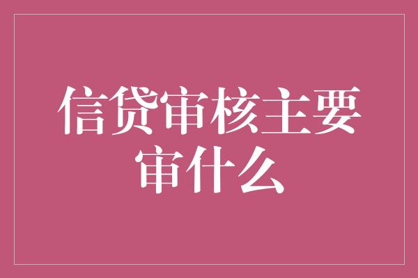 信贷审核主要审什么