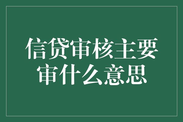 信贷审核主要审什么意思