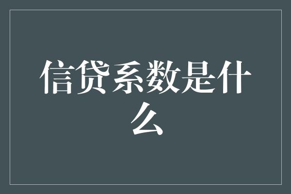 信贷系数是什么