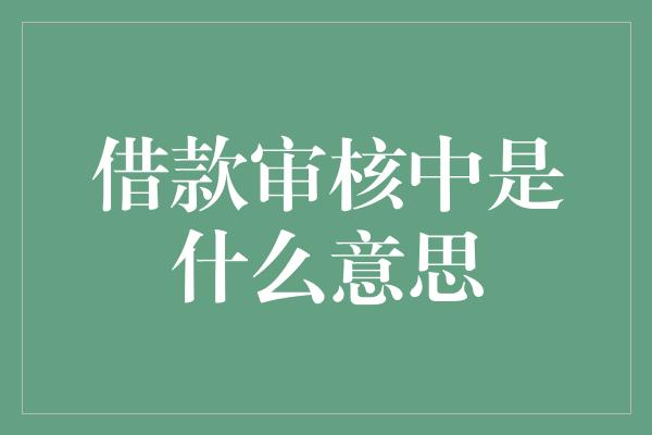 借款审核中是什么意思