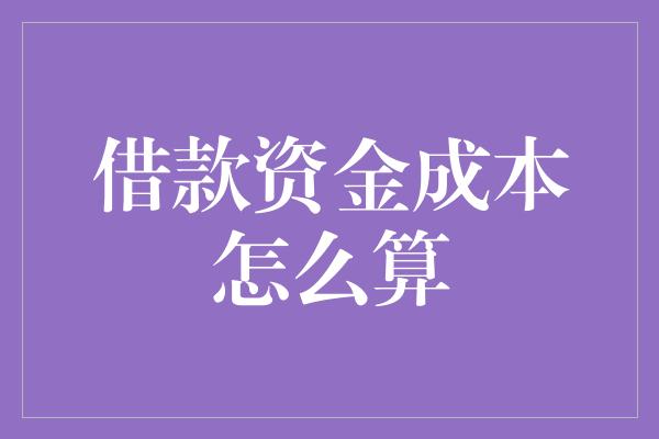 借款资金成本怎么算