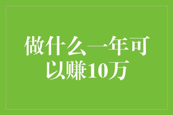 做什么一年可以赚10万