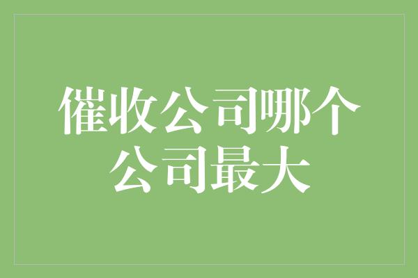 催收公司哪个公司最大