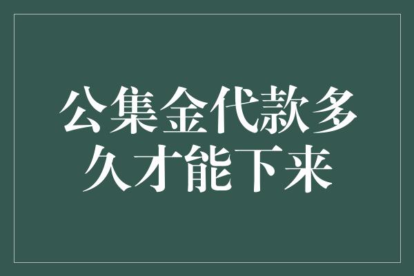 公集金代款多久才能下来