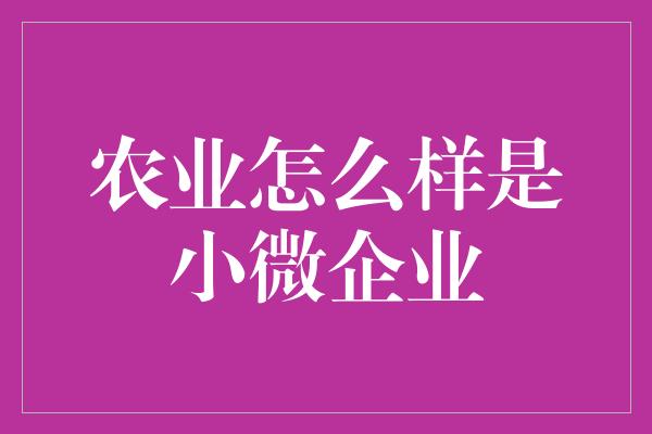 农业怎么样是小微企业