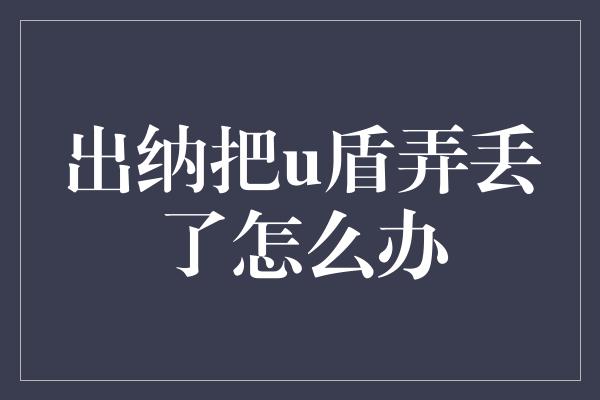 出纳把u盾弄丢了怎么办