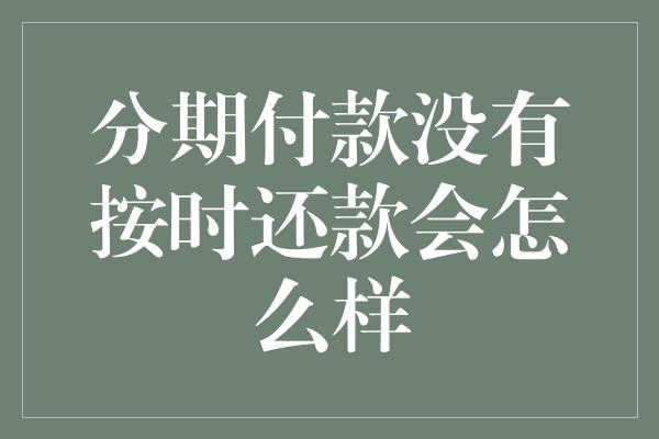 分期付款没有按时还款会怎么样