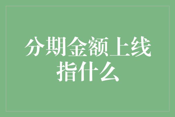 分期金额上线指什么