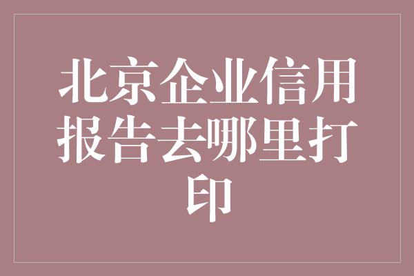 北京企业信用报告去哪里打印