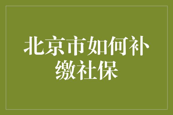 北京市如何补缴社保