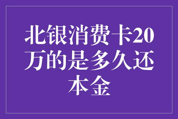 北银消费卡20万的是多久还本金