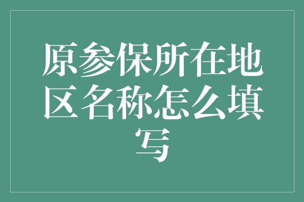 原参保所在地区名称怎么填写