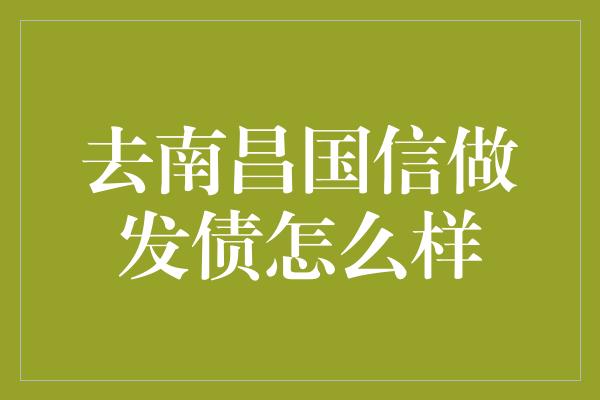 去南昌国信做发债怎么样