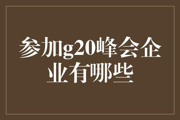 参加g20峰会企业有哪些