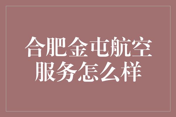 合肥金屯航空服务怎么样