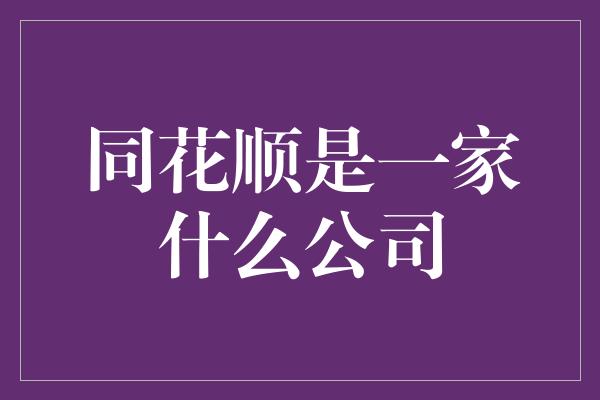 同花顺是一家什么公司