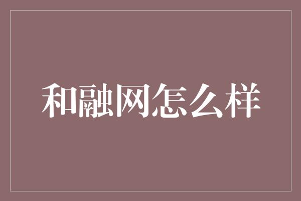 和融网怎么样