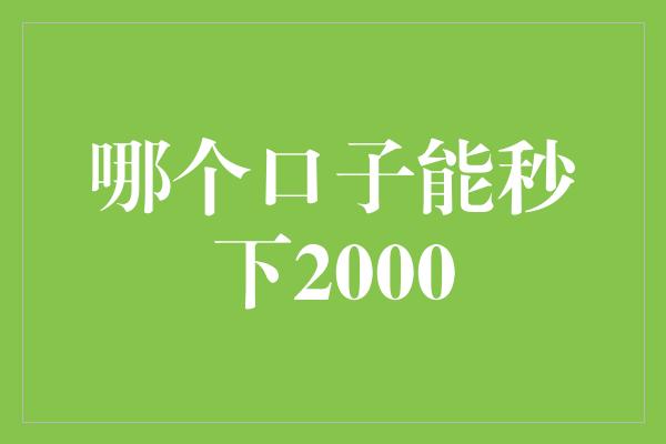 哪个口子能秒下2000