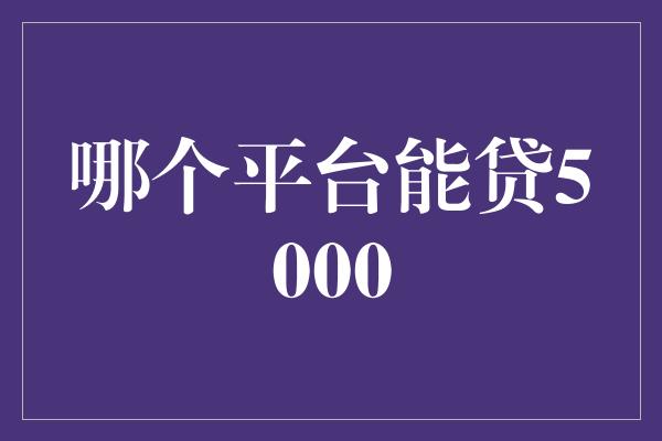 哪个平台能贷5000