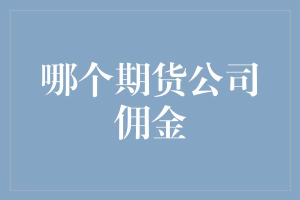 哪个期货公司佣金