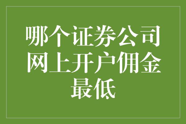 哪个证券公司网上开户佣金最低