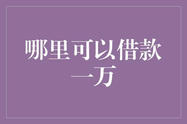 哪里可以借款一万