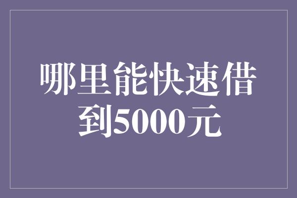 哪里能快速借到5000元