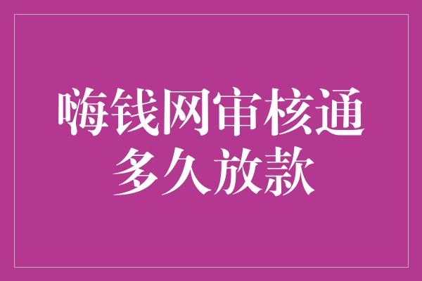 嗨钱网审核通多久放款