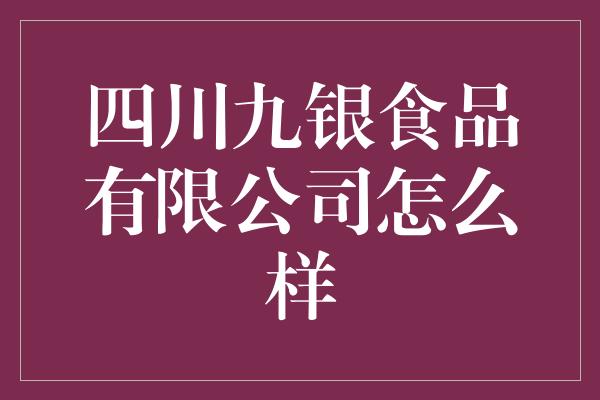 四川九银食品有限公司怎么样