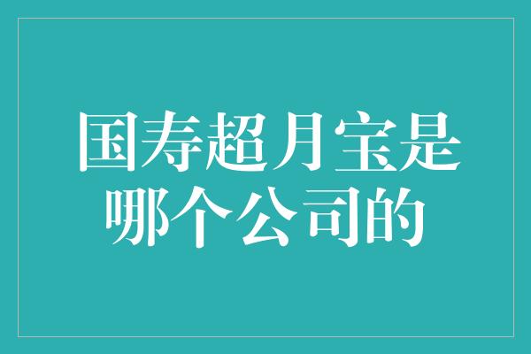 国寿超月宝是哪个公司的