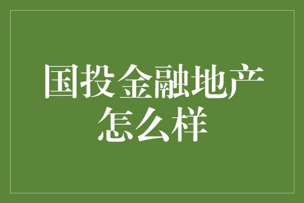 国投金融地产怎么样