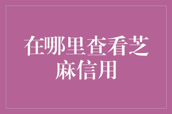 在哪里查看芝麻信用