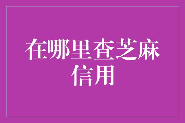 在哪里查芝麻信用