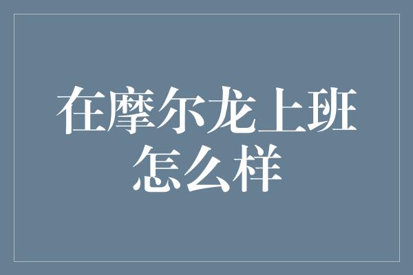 在摩尔龙上班怎么样