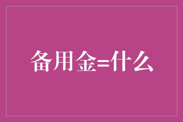 备用金=什么