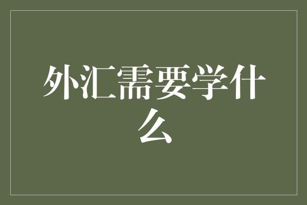 外汇需要学什么