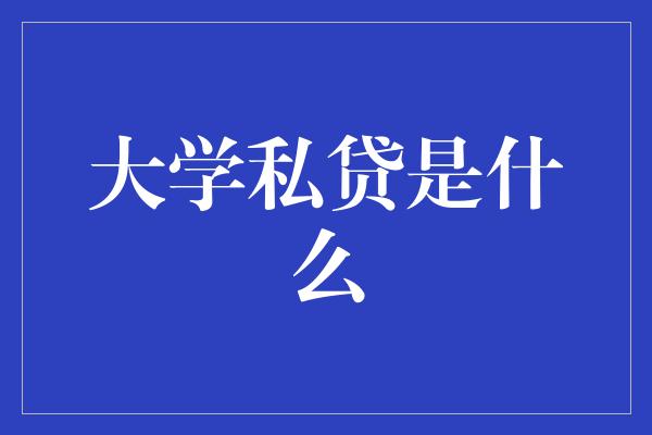 大学私贷是什么