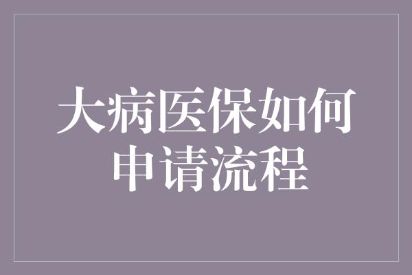 大病医保如何申请流程