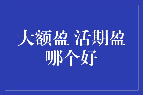 大额盈 活期盈哪个好