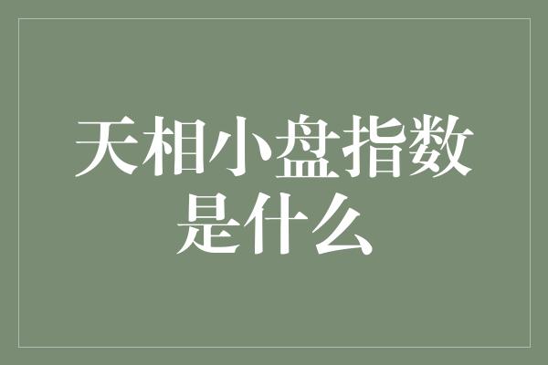 天相小盘指数是什么