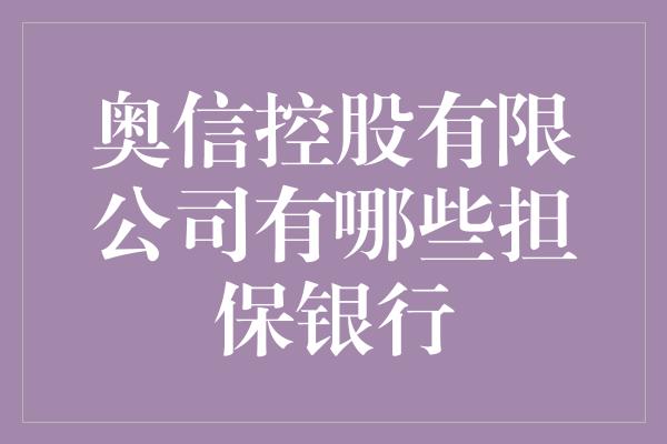 奥信控股有限公司有哪些担保银行