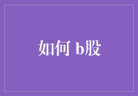 股市新手如何入门 B 股？