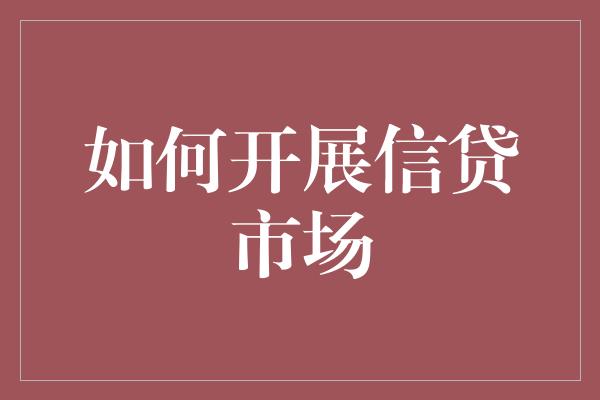 如何开展信贷市场