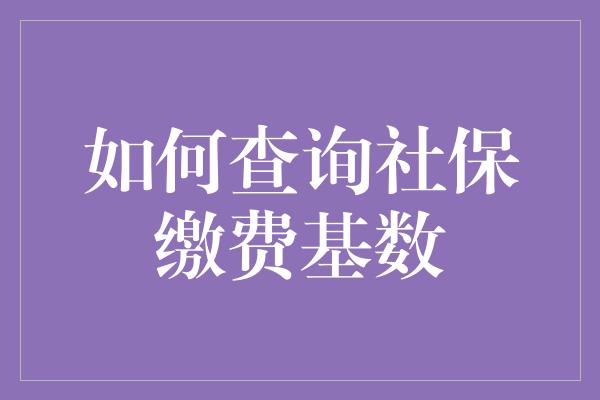 如何查询社保缴费基数