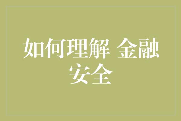 如何理解 金融安全