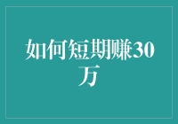 如何短期赚取30万：创意与合法策略